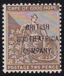 BSAC / Rhodesia 1896 SG60 2d Deep Bistre VLMM CV £26(2017)