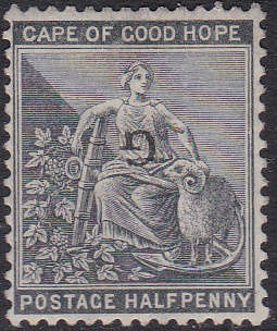 Griqualand West SG14da 1/2d Grey-Black with INVERTED O/P TYPE 15 IN BLACK - SCARCE