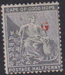 Griqualand West SG14 ½d Grey-Black with o/p type 15
