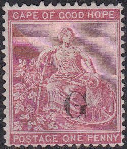 Griqualand West SG5b 1d Carmine-red - Unused without gum with o/p type 2