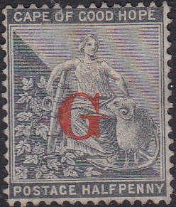 Griqualand West : 1877 SG4c /SACC4c 1/2d Grey-Black Mint/Unused with o/p type 3