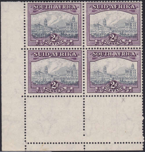 Union of SA - 1941 SG58a 2d Grey & Dull Purple Corner Marginal BO4 MM/UM