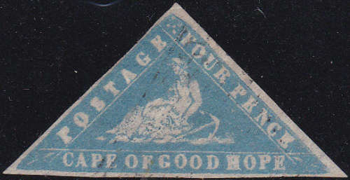 Cape of Good Hope - SG14b 4d PALE BRIGHT BLUE WOODBLOCK-SUPERB 3 MARGINED EXAMPLE-RARE CV R43000