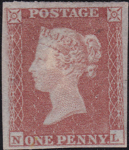 Great Britain - SG8a 1d Red-Brown `NL` on very blued paper  MM CV £700