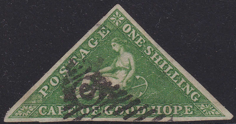Cape of Good Hope : 1858 SACC8 / SG8 1/- Bright Yellow Green  - VFU CV R8500