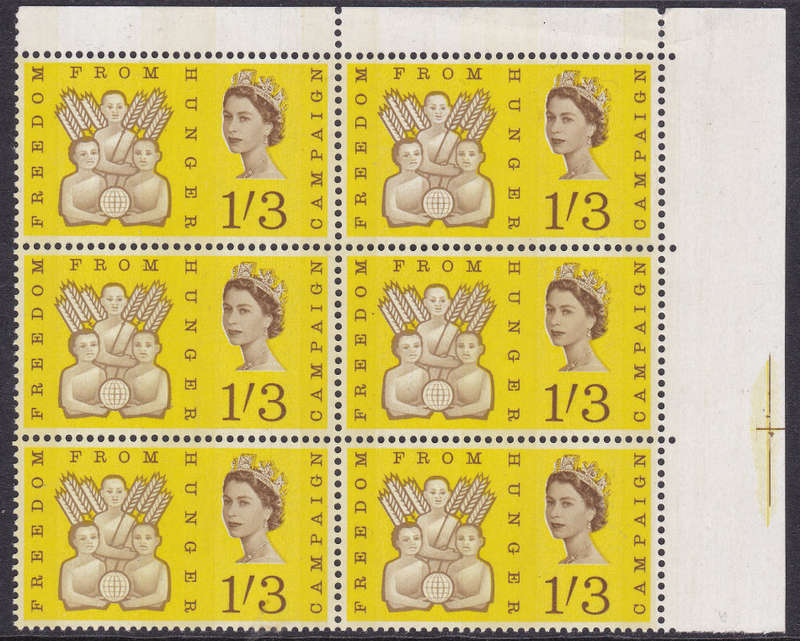 Great Britain QE11 1963 SG634p-635p PHOSPHOR SET OF TWO IN UM CORNER MARGINAL BO6