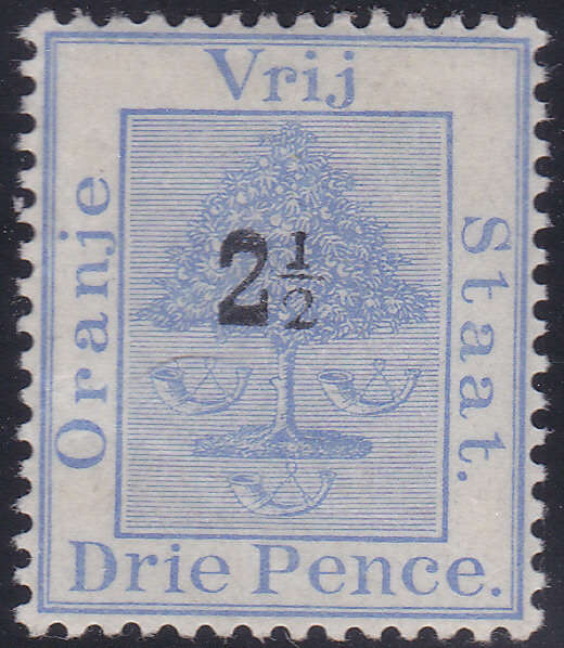 OFS 1896 SG83a(SACC 46a)  2½d on 3d ULTRAMARINE-ROMAN `1` AND ANTIQUA `2` IN FRACTION-SCARCE- MM