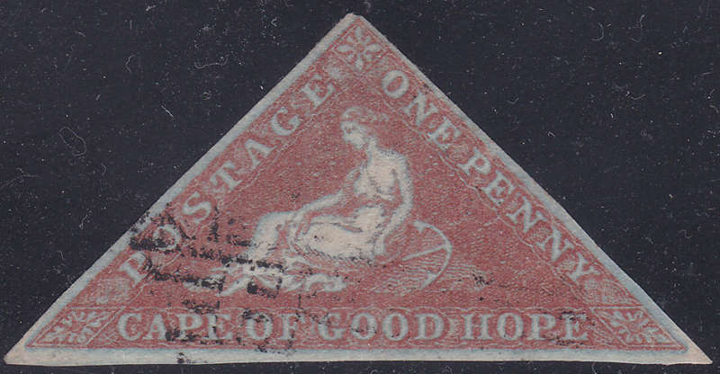 Cape of Good Hope - SACC3 1d BRICK-RED ON SLIGHTLY BLUED PAPER - SUPERB USED R11000