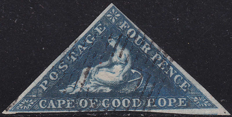 Cape of Good Hope : 1853 SACC2 4d DEEP BLUE(DEEPLY BLUED PAPER) - VERY FINE USED CV R5500