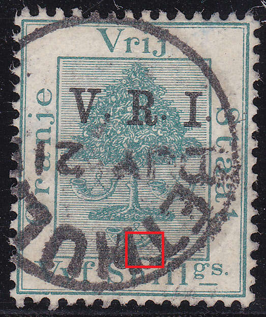 OFS - 1900 SG122 5/- GREEN WITH MISSING TOP TO `s` IN O/P VALUE (UNLISTED) - FINE USED