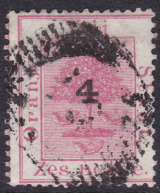 OFS - 1877 SG13 4d on 6d ROSE [SURCHARGED TYPE (d)] VFU
