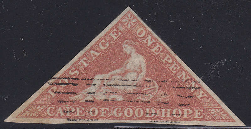 Cape of Good Hope SG5 / SACC5 : 1d BRICK ON CREAM TONED PAPER - SUPERB USED CV R40000