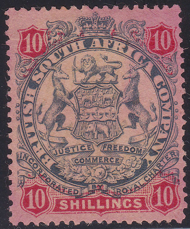 B.S.A.C/Rhodesia SACC47 10/- Slate & Vermillion/Rose CV R3700