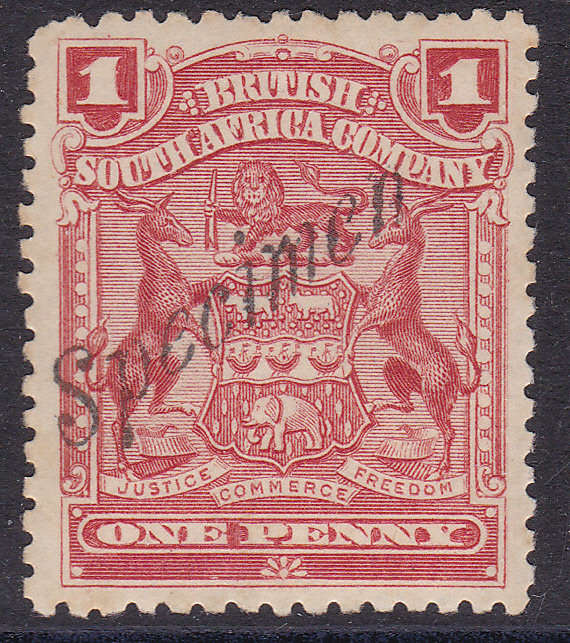 B.S.A.C/Rhodesia SG78s/SACC70s 1d RED SPECIMEN LMM