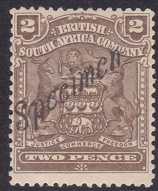 B.S.A.C/Rhodesia SG79s/SACC71s 2d BROWN SPECIMEN LMM