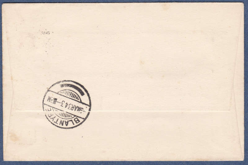 Souhern Rhodesia 1934 Entire to Blantyre, Nyasaland - London -SALISBUY CDS - FIRST OFFICIAL AIR MAIL