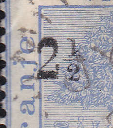 OFS 1888 SG46v / SACC83v 2½d on 3d ULTRAMARINE WITH CURVED FOOT TO `2`  - UNLISTED