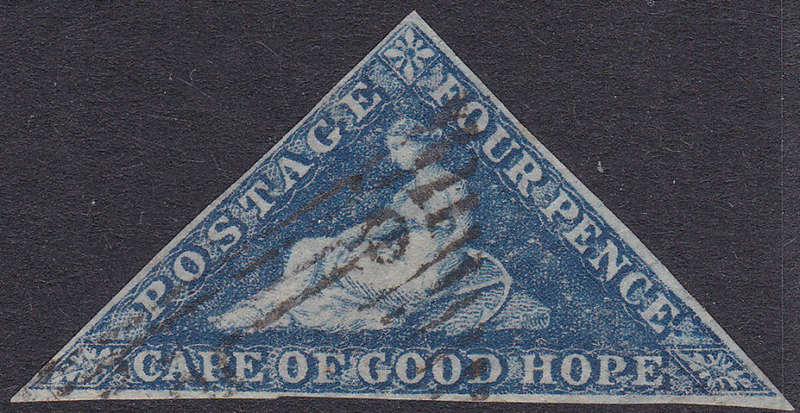 Cape of Good Hope 1864 SACC15b(SG19b) 4d SLATE BLUE - VFU WITH 3 GOOD MARGINS CV R14000