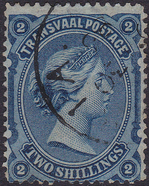 TRANSVAAL 1878 SACC165 2/- BLUE VFU CV R3000
