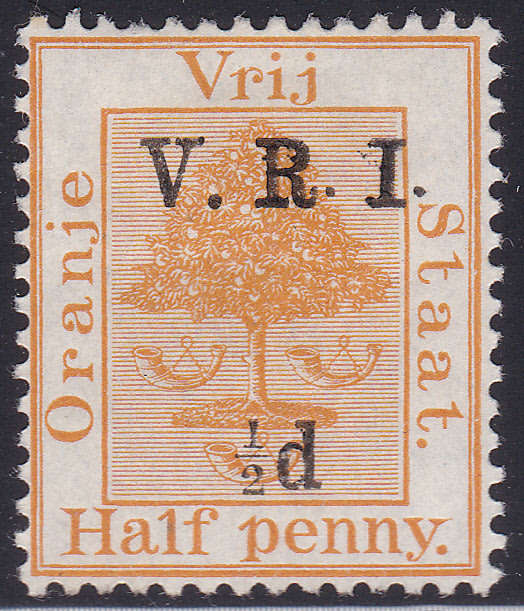 OFS - 1900 SACC59g ½d ON ½d ORANGE WITH RAISED and LEVEL STOPS MIXED AND SMALL 1/2