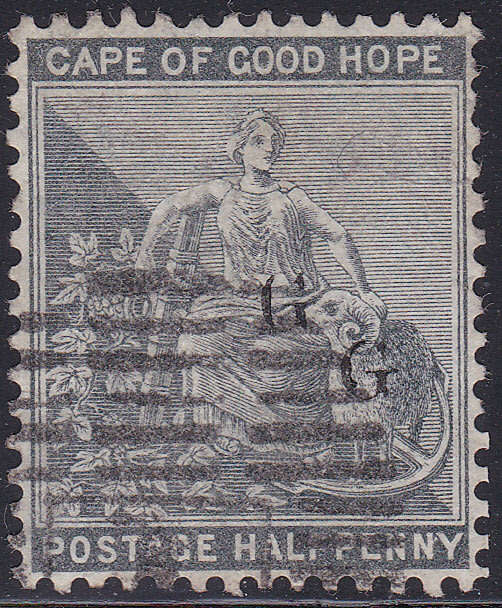 Griqualand West SACC19a / SG24a ½d Grey-Black with DOUBLE OVERPRINT TYPE 17  CV R4500+
