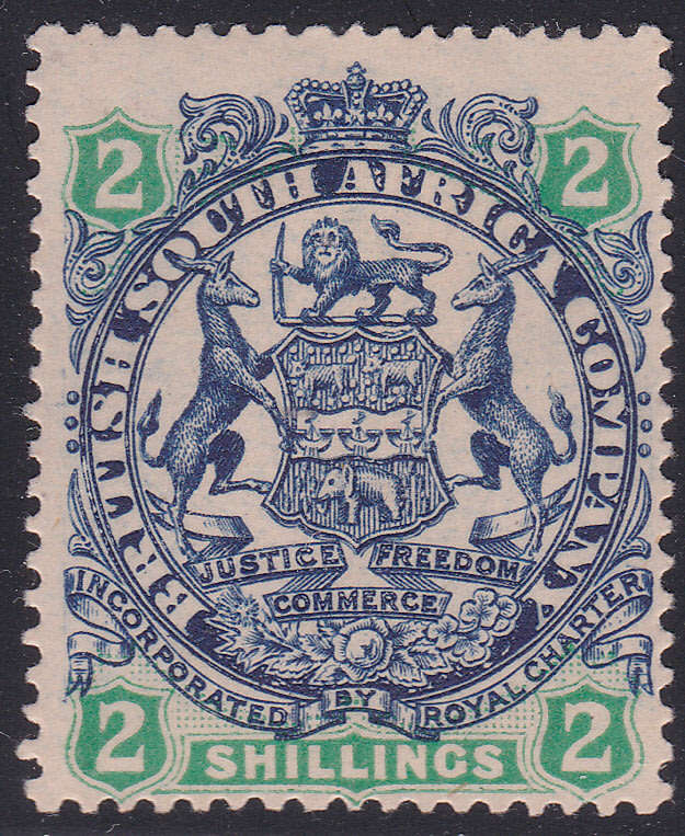 B.S.A.C/Rhodesia SG47 2/- Indigo & Green/Buff -  MM CV £55(2017)