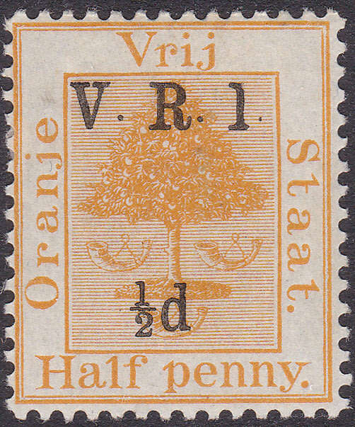 OFS 1900 ½d ON ½d ORANGE WITH `1` FOR `I` LMM - UNLISTED