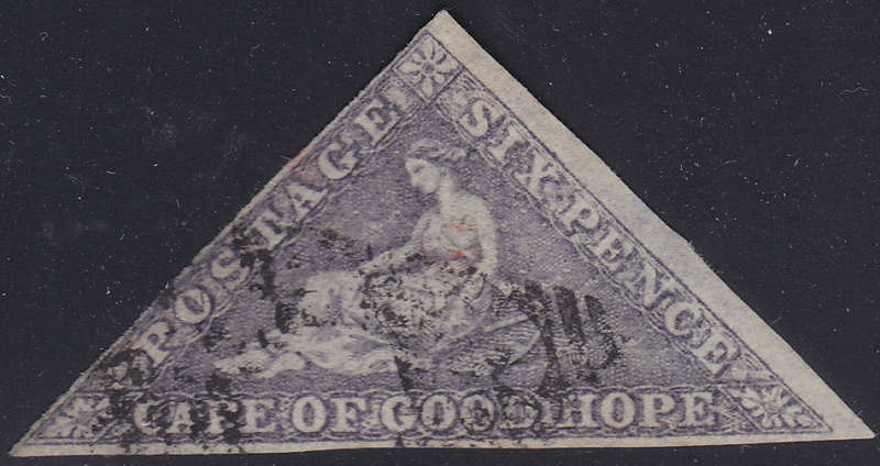 Cape of Good Hope : 1863-64 SACC7d : 6d SLATE PURPLE - VFU - CV R32000