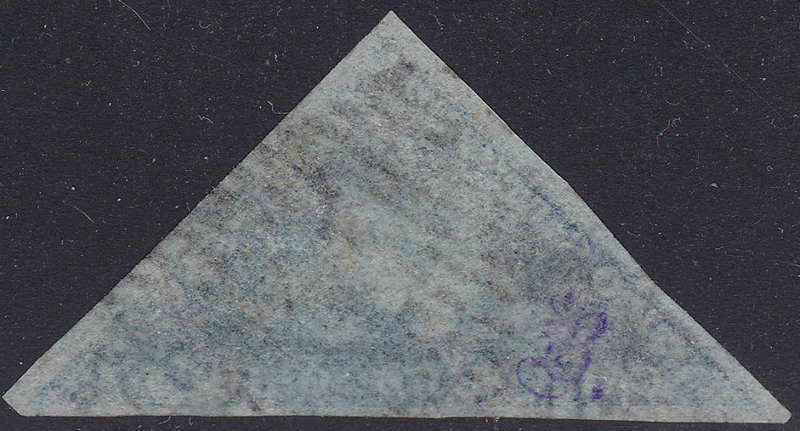 CAPE OF GOOD HOPE 1853 SACC2a - 4d DEEP BLUE ON DEEPLY BLUED PAPER SIDEWAYS WATERMARK- VFU-CV R12000