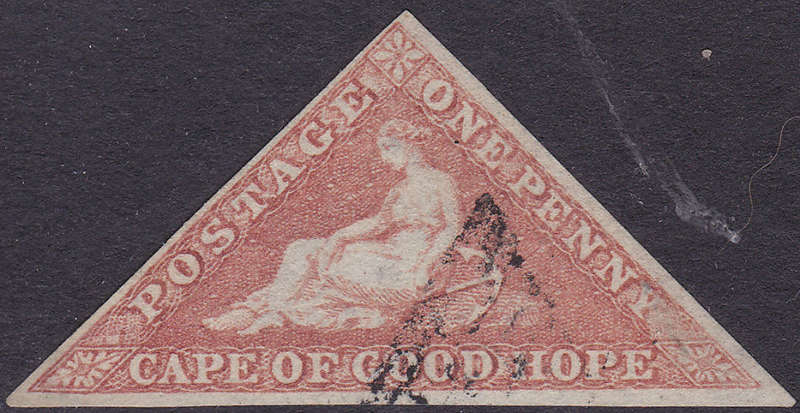 Cape of Good Hope SACC5 : 1d BRICK ON CREAM TONED PAPER - VERY FINE USED CV R30000