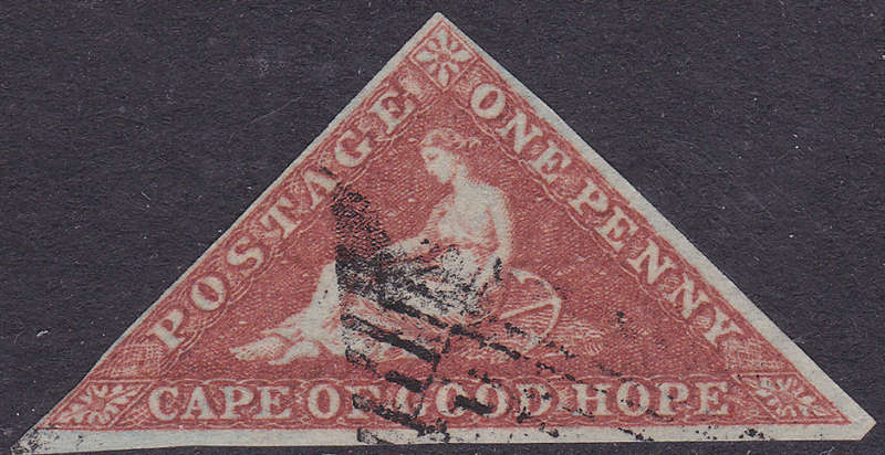 Cape of Good Hope : 1853 SG3a 1d (Deep)Brown Red , slightly blued paper VERY FINE USED CV R13000
