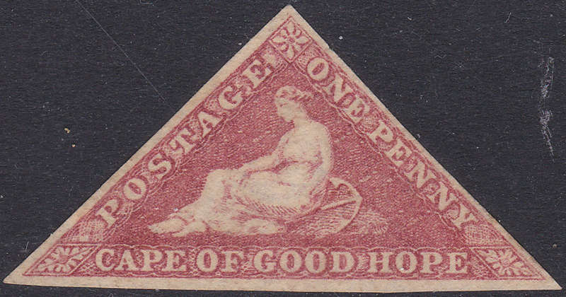 CAPE OF GOOD HOPE 1857 SACC5b - 1d DEEP ROSE - UNUSED - CV R50000 - SCARCE