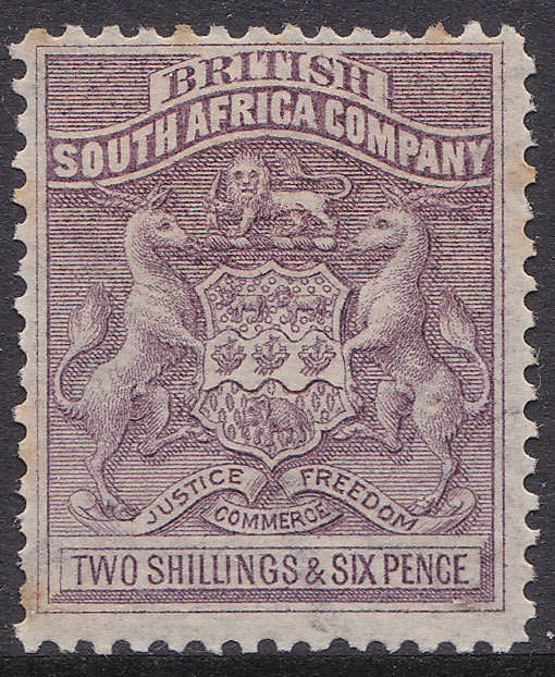 BSAC / Rhodesia : SG6 & 7 : 2s6d Lilac & Grey-Purple  MM CV £113