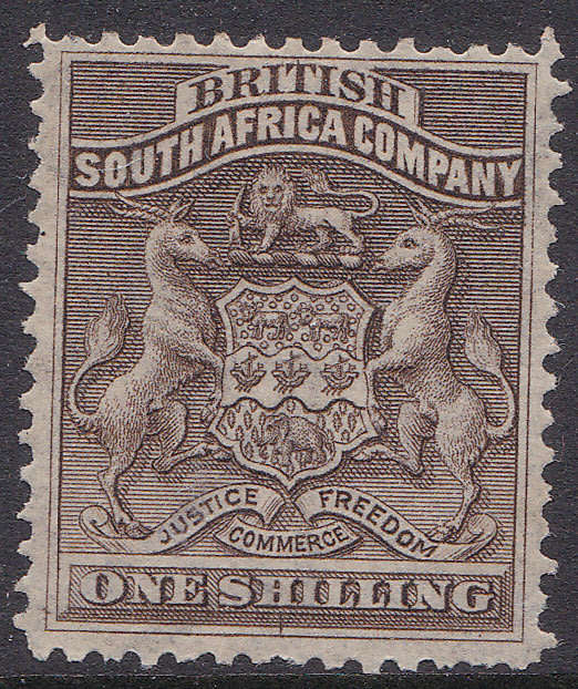 BSAC / Rhodesia : SG4 1/-Grey-brown  MM CV £50(2017)