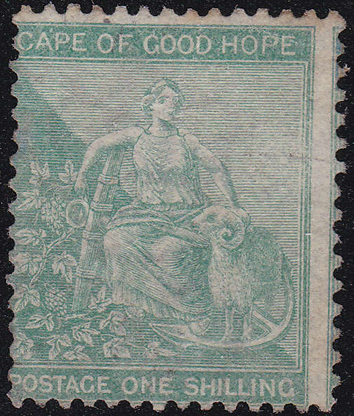 Cape of Good Hope SACC21aa 1/- Green with reversed watermark(CC) MM - Extermely Rare