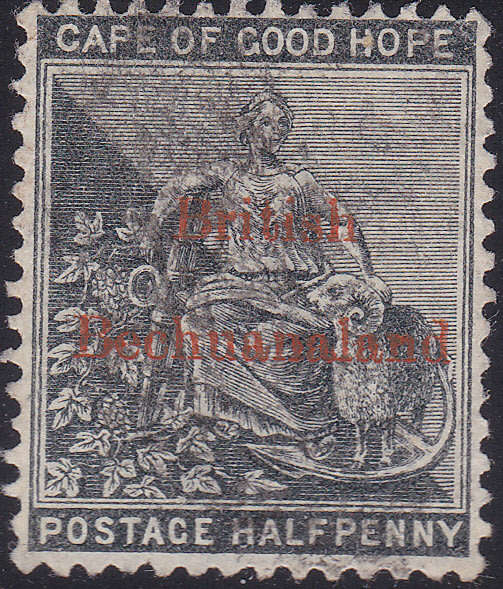 British Bechuanaland SG1 1/2d Grey-black(WM CA) FINE USED