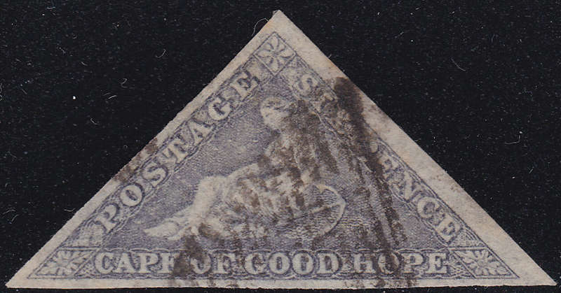 Cape of Good Hope : 1863-64 SACC7c : 6d SLATE LILAC - VFU - CV R20000