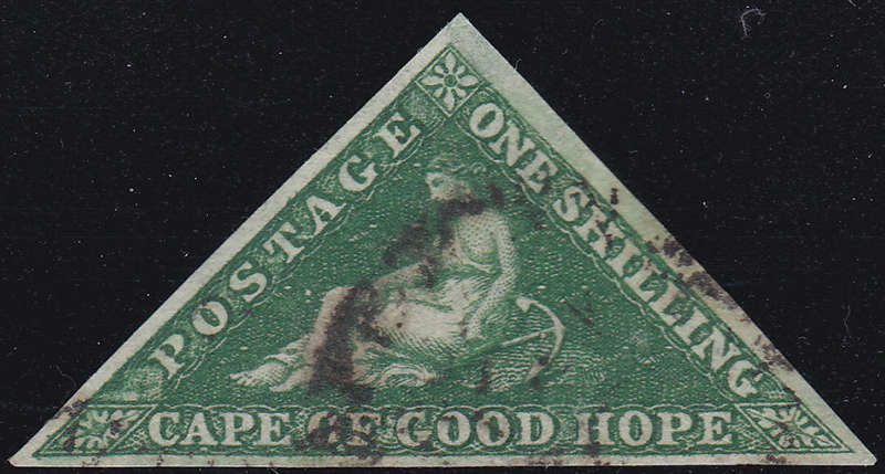 Cape of Good Hope : 1858 SG8b 1/- DEEP DARK GREEN  - VFU CV R20000