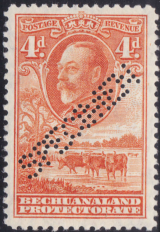 BECHUANALAND PROTECTORATE 1932 SACC98s 4d ORANGE `SPECIMEN` UM CV R833