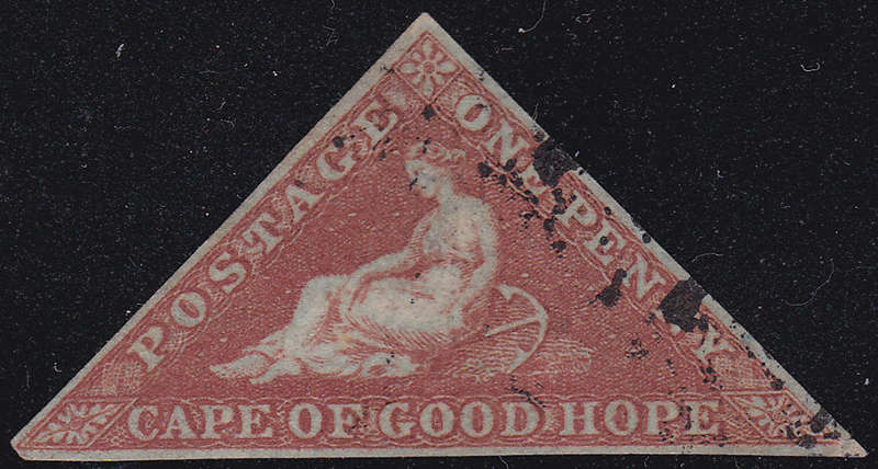 Cape of Good Hope : 1853 SG3 1d Brick Red , slightly blued paper VERY FINE USED CV R11000