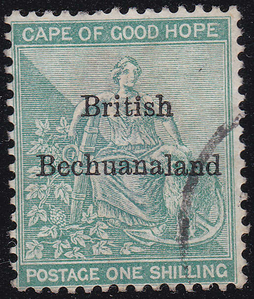 British Bechuanaland 1886 SACC8 1/- Green(WM ANCHOR) VFU CV R4000