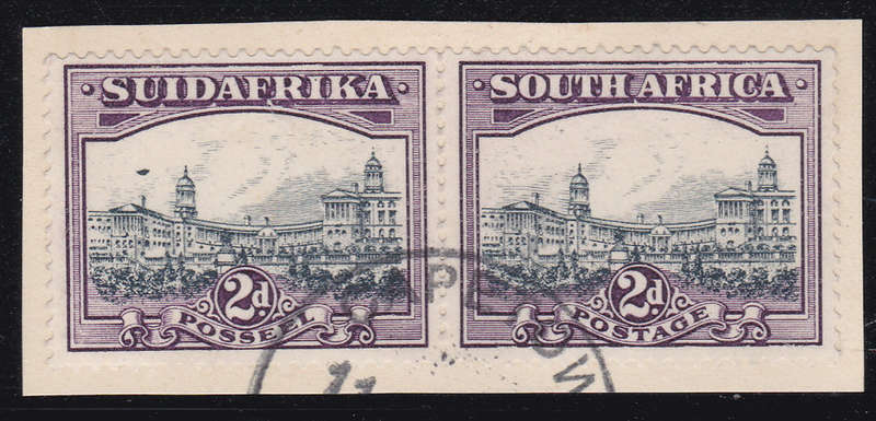 UNION OF SA SACC44b 2d SLATE-GREY and VIOLET WITH `AIRSHIP` FLAW - SUPERB USED ON PIECE