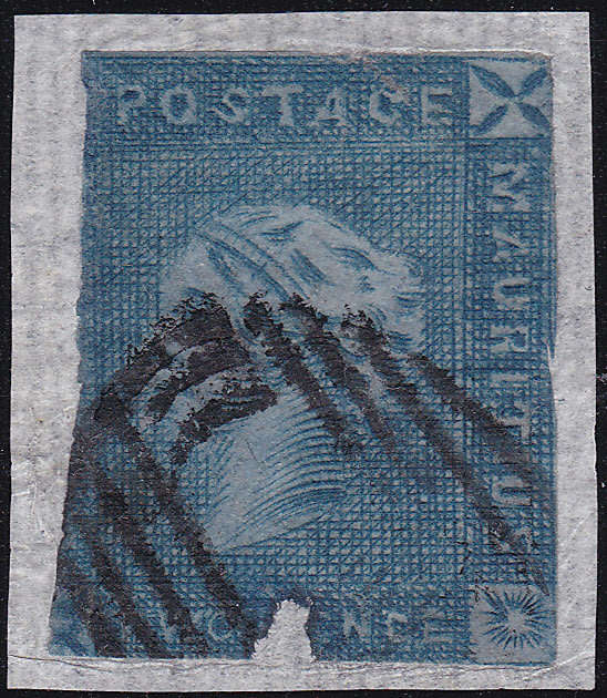MAURITIUS 1859 SG36 2d DEEP BLUE(EARLY IMPRESSION) USED - RARE - CV £3750