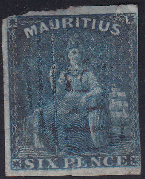 MAURITIUS 1859-61 SG32 6d (DEEP) BLUE - USED  CV £55