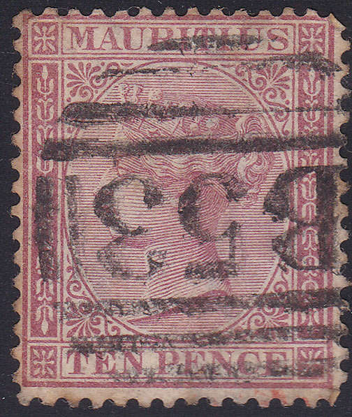 MAURITIUS 1863-72 SG67 10d MAROON - FU  CV £60