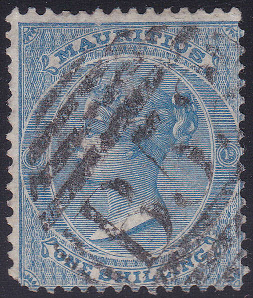 MAURITIUS 1863-72 SG69 1/- BLUE - FU  CV £29