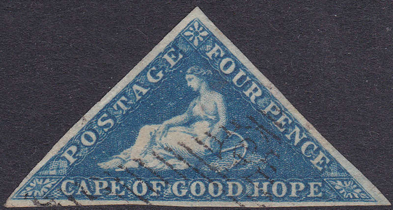 Cape of Good Hope 1855 SACC6a 4d BLUE - SUPERB USED CV R1300