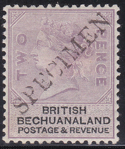 BECHUANALAND 1887 SACC11s 2d LILAC and BLACK `SPECIMEN` CV R2083
