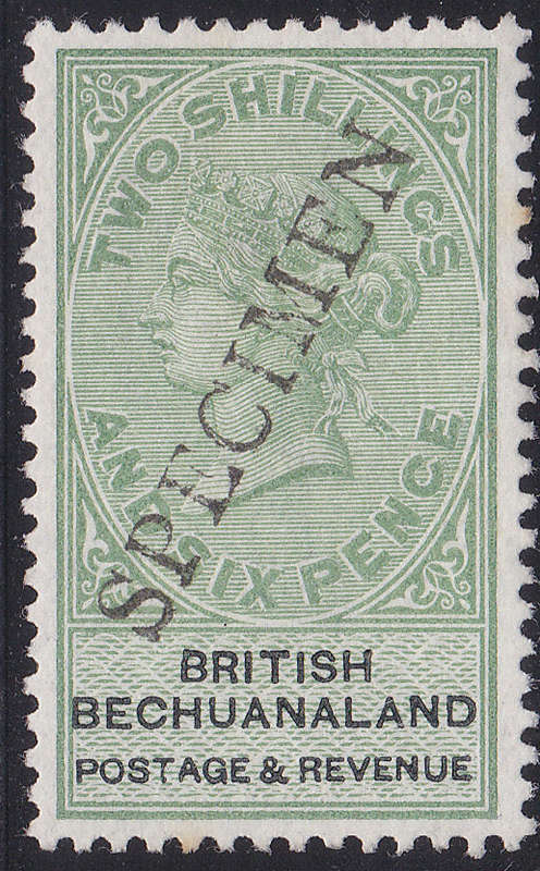 BECHUANALAND 1887 SACC17s 2s6d GREEN and BLACK `SPECIMEN` CV R2083