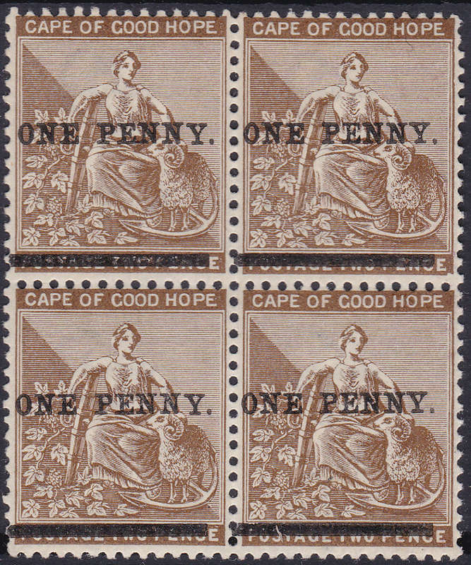 Cape of Good Hope 1893 SACC52a 1d on 2d DEEP BISTRE BO4 - MM/UM